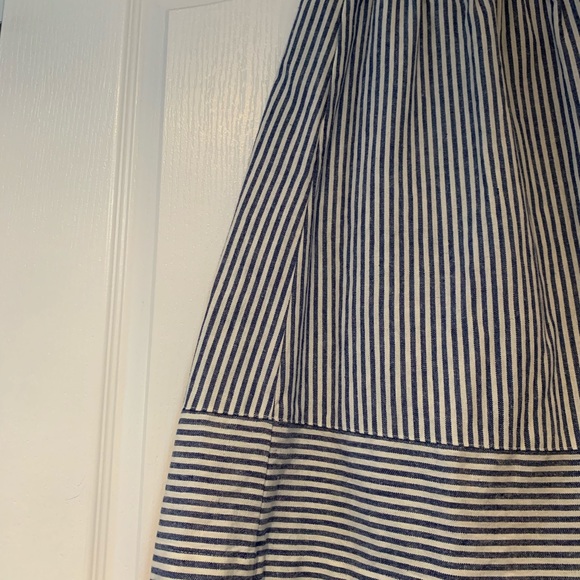 Midi blue and white striped linen skirt - Picture 2 of 2